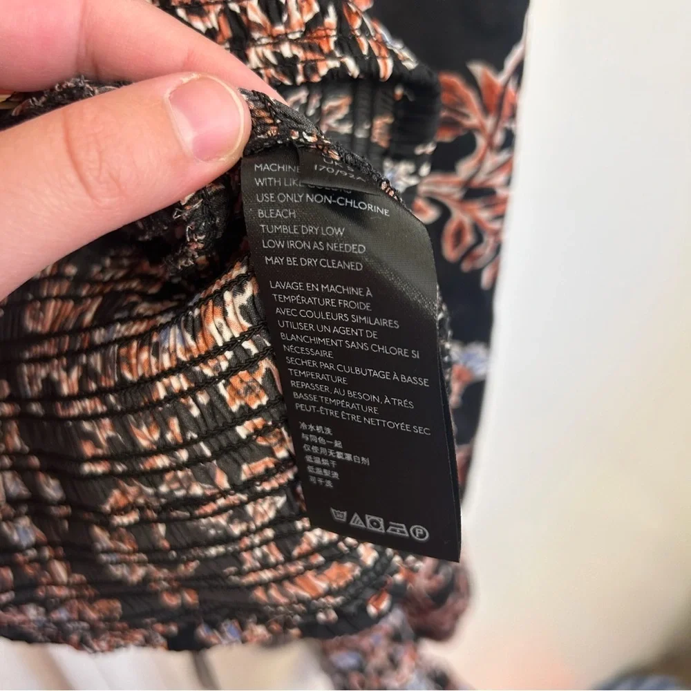 Free People Santiago Floral Crop Top Puff Sleeve Smocked Size Small